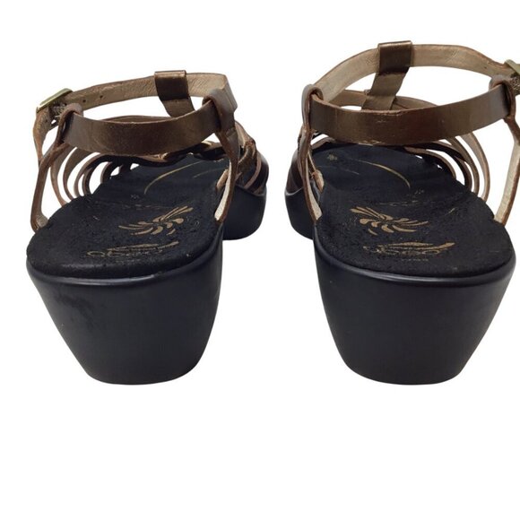 Abeo Sandals Bronze Gold Ring Strappy Gladiator Size 8 N Narrow Comfort Sandal - Picture 7 of 8